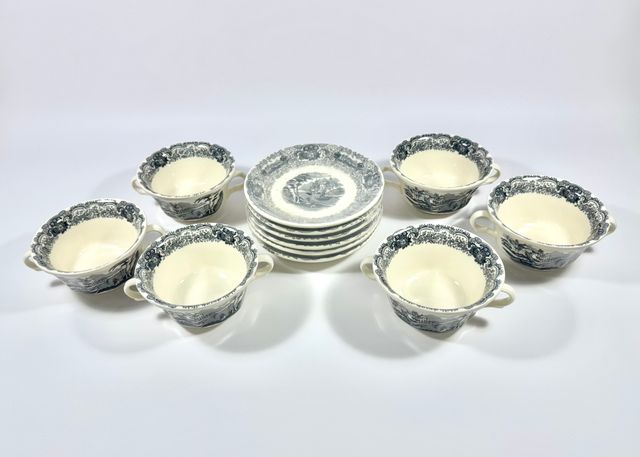 Conjunto Consomé Vistas Negra. La Cartuja