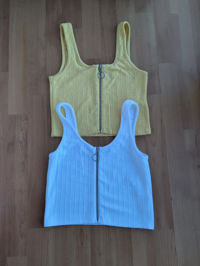 Tops Cortos Cremallera (Amarillo y Blanco)