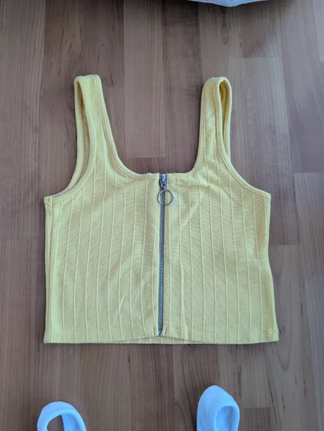Tops Cortos Cremallera (Amarillo y Blanco)