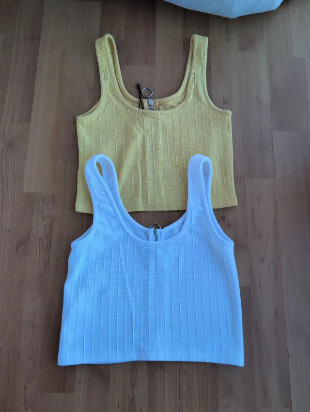Tops Cortos Cremallera (Amarillo y Blanco)