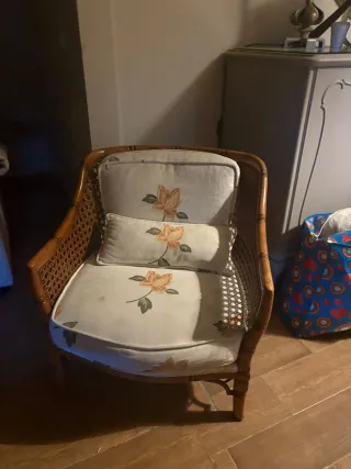 2 Poltrone in Vimini con Stampa Floreale