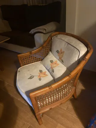 2 Poltrone in Vimini con Stampa Floreale