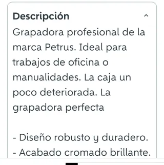 Grapadora Petrus 1530 Cromada