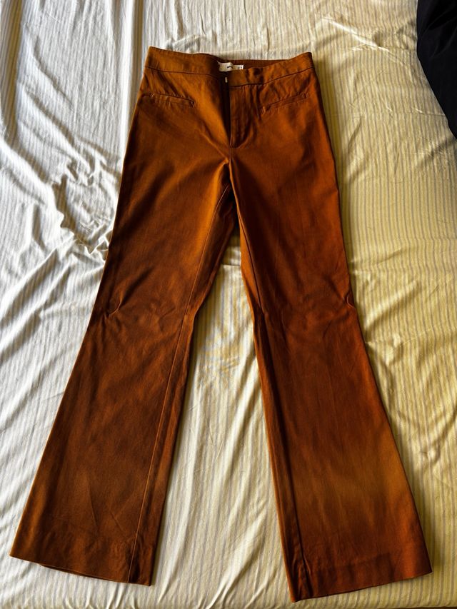 Pantalón Mango Marrón Mostaza