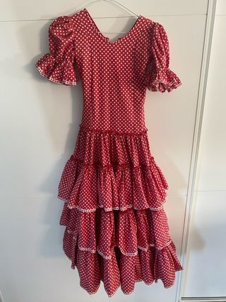 Traje Flamenca Niña Rojo Lunares
