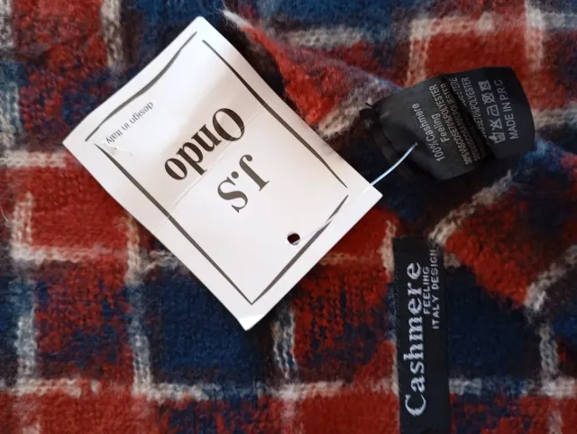 Sciarpa a quadri donna blu e rossastro