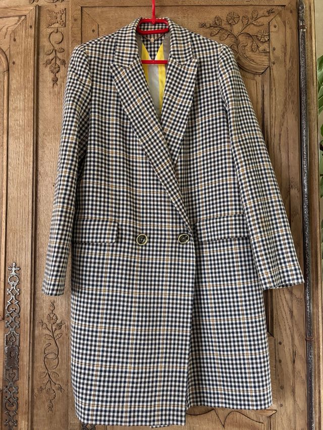Abrigo cuadros El Ganso y bufanda