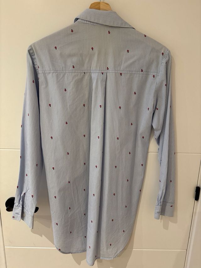 Camisa Zara rayas y mariquitas azul