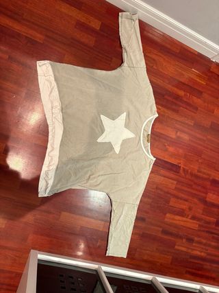 Jersey con estrella beige talla única