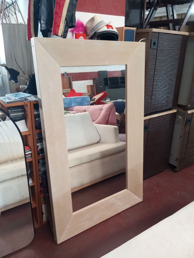 Espejo Marco Madera Beige