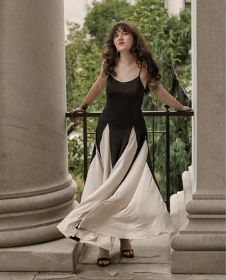 Vestido largo negro y beige sin estrenar - Rihoas