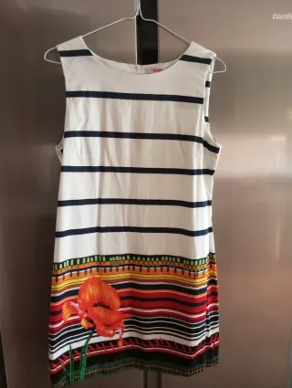 Vestido Desigual Rayas y Flores Talla M