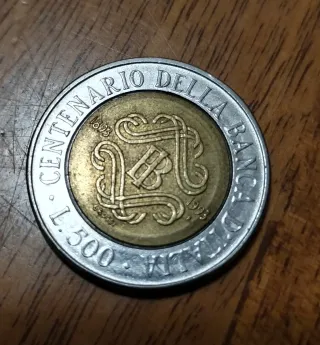 Moneta 500 Lire Centenario Banca d'Italia 1993