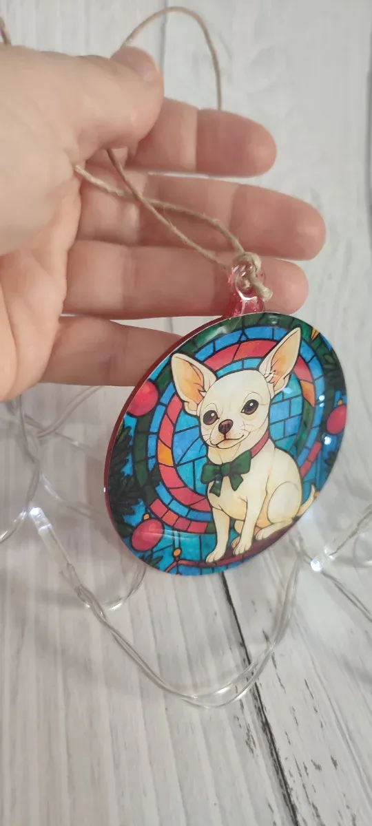 Colgante Navidad Mascota estilo Vidriera