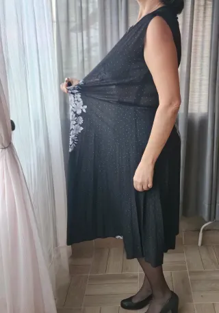 Abito lungo elegante nero a fiori