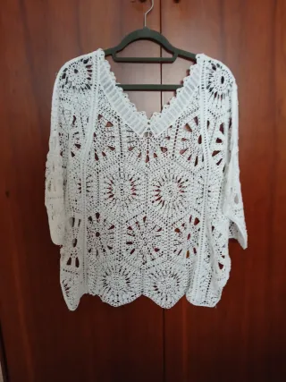 Jersey calado blanco talla única