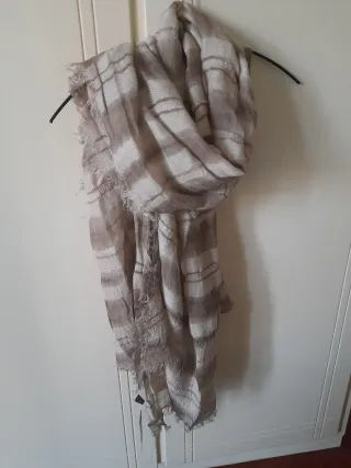 Sciarpa donna a quadri beige e marrone