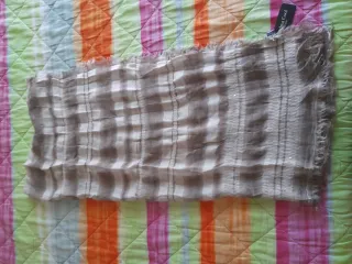 Sciarpa donna a quadri beige e marrone