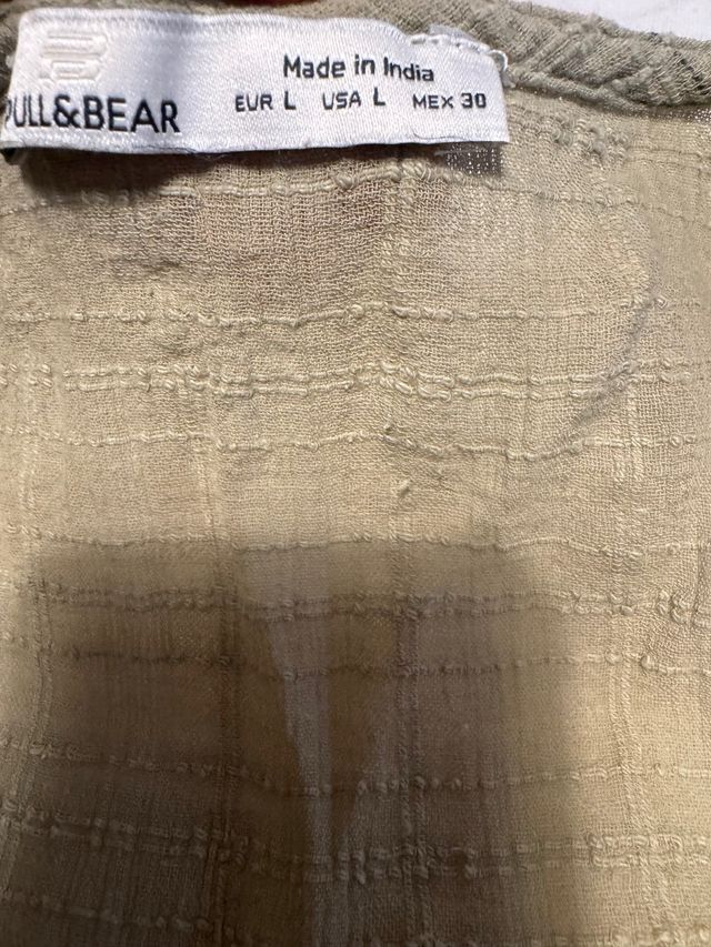 Vestido romántico Pull&Bear verde oliva T.XS