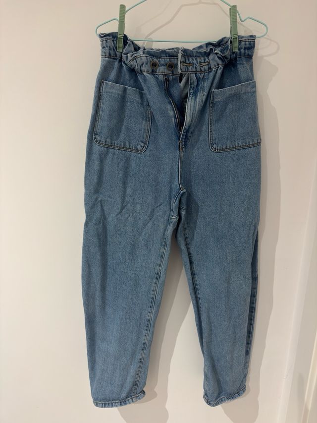 Pantalón vaquero paper bag azul