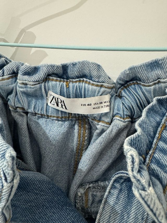 Pantalón vaquero paper bag azul