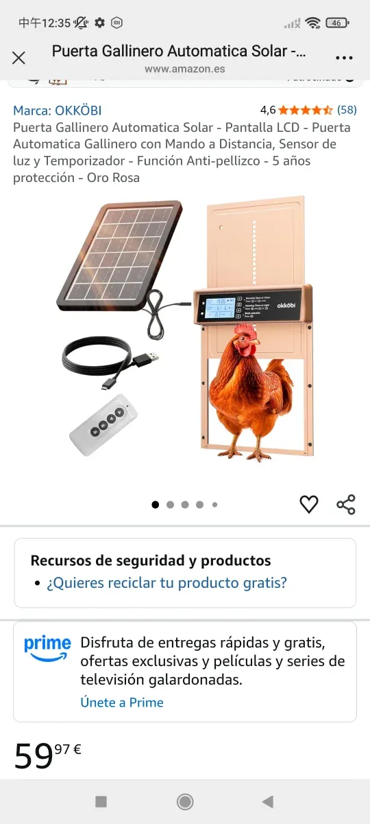 Puerta Gallinero Automática Solar LCD