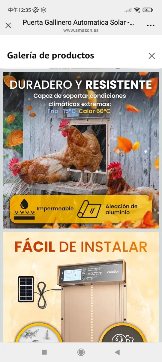 Puerta Gallinero Automática Solar LCD