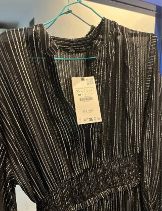 Vestido fiesta hilo plateado