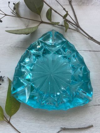 Cenicero cristal azul turquesa midcentury