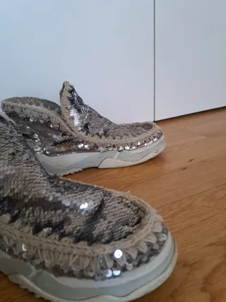 Botas Mou Talla 39 Lentejuelas Plata