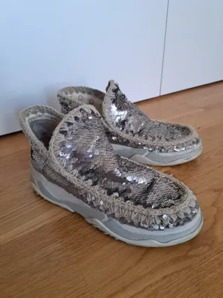 Botas Mou Talla 39 Lentejuelas Plata