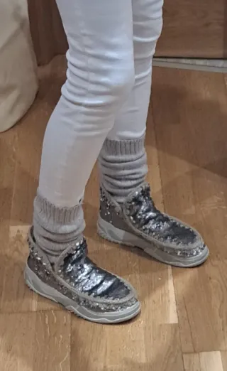 Botas Mou Talla 39 Lentejuelas Plata