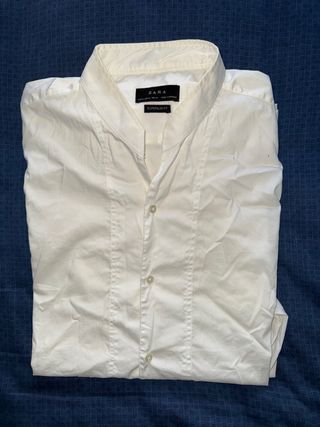 Camisa Zara Hombre Blanca Súper Slim Fit