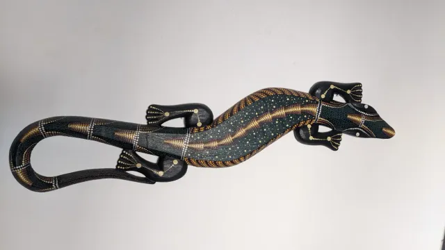 Lagarto Gecko madera pintada multicolor