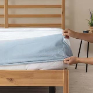 Sábana Bajera Ajustable Coralina Cama 150cm Azul