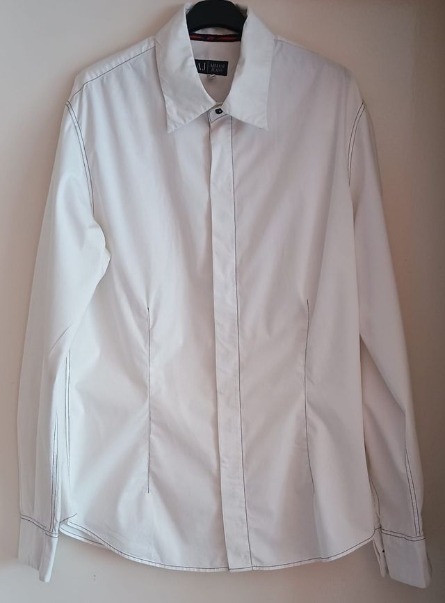 Camisa Armani Jeans Blanca Manga Larga