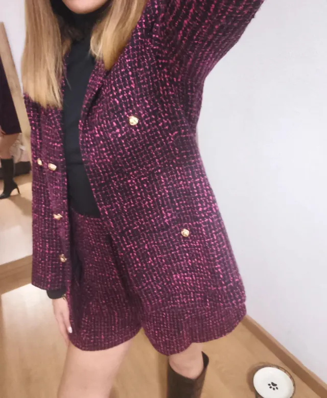 Conjunto Sfera tweed rosa y negro