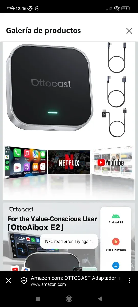 OTTOCAST CarPlay y Android Auto Adaptador