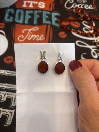 Pendientes Ámbar y Plata de Ley Elegantes