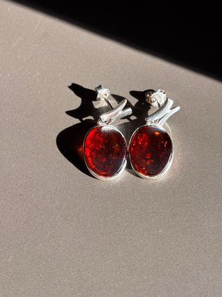 Pendientes Ámbar y Plata de Ley Elegantes