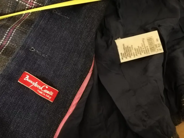 Blazer cuadros mujer azul y gris