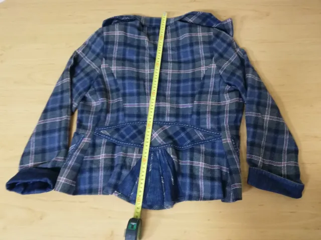 Blazer cuadros mujer azul y gris