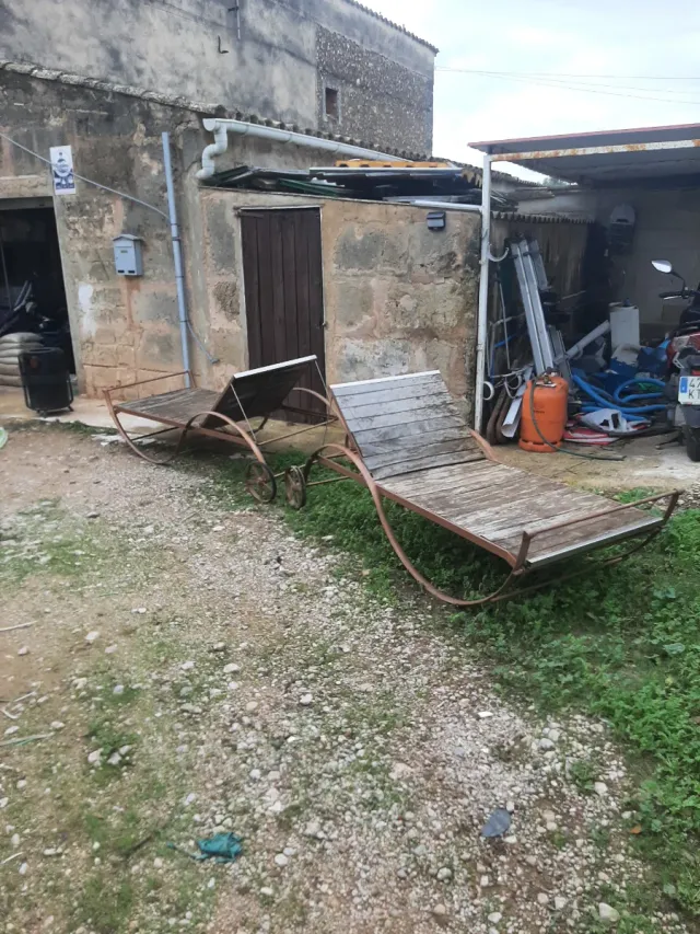 Tumbona hierr9 forjado y madera teka