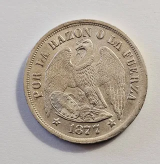 Cile 1 Peso 1877 Argento 900