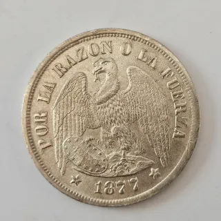 Cile 1 Peso 1877 Argento 900