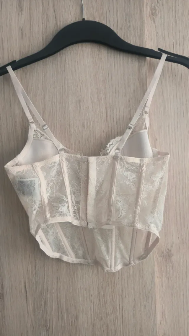 Lencería Corsé Encaje Beige/Blanco