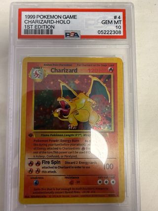 Carta Pokémon Charizard 1st Ed PSA 10 NO ORIGINAL