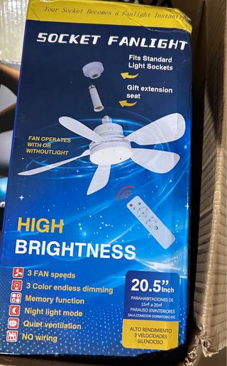 Ventilador con luz LED para casquillo E27