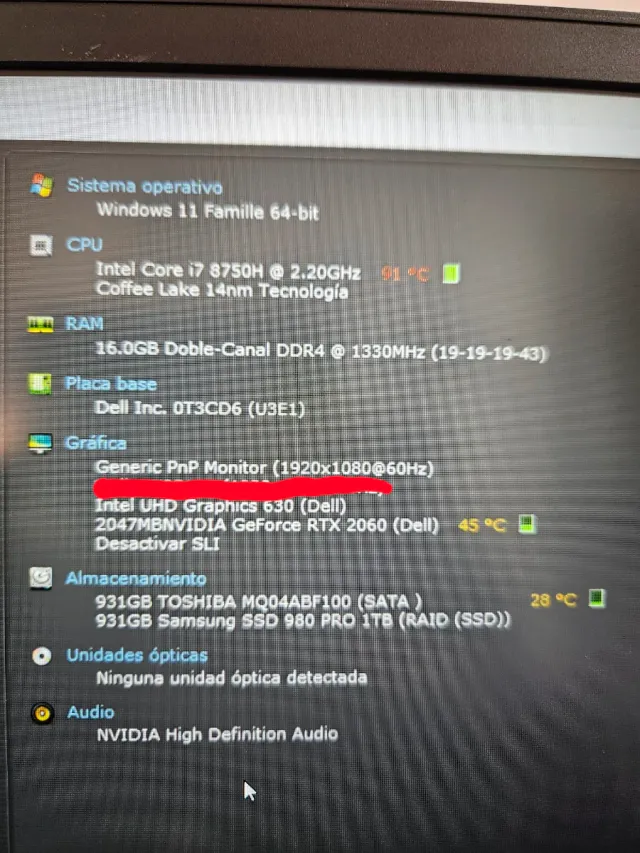 Dell G5 15 i7 RTX2060 6GB, 16Ram + SSD 1TB 980 Pro