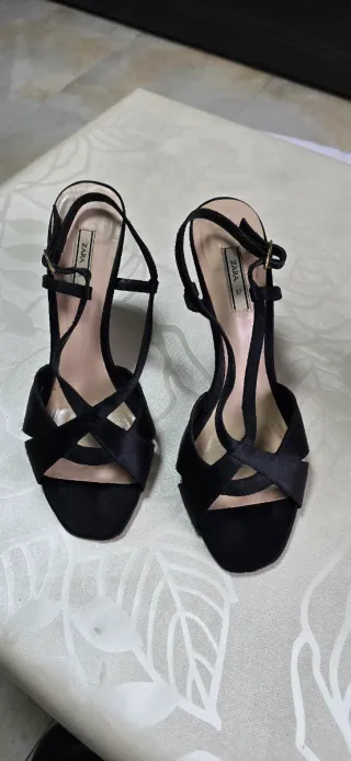Sandalias Zara Mujer Negras Tacon